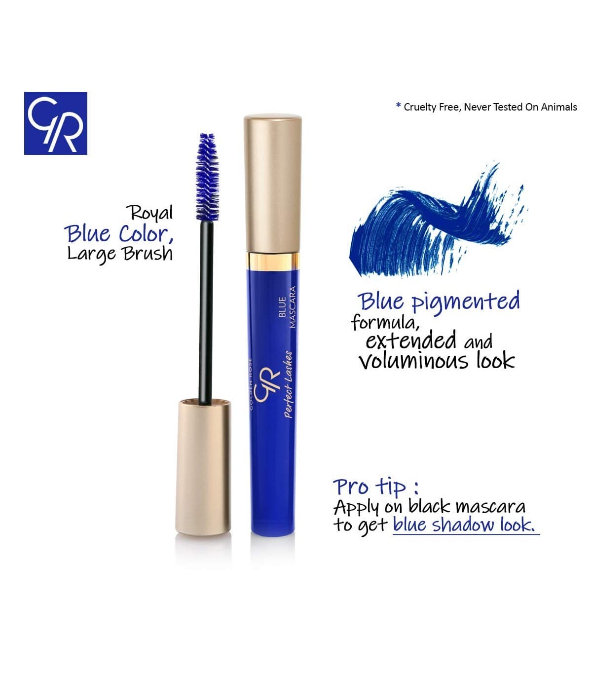 ریمل حجم دهنده مژه پرفکت آبی گلدن رز GOLDEN ROSE ESSENTIAL BLUE VOLUME MASCARA — تصویر ۵