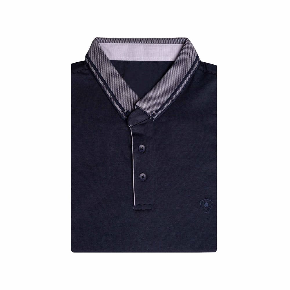 تي شرت سه دكمه ساده TS15 سرمه اي