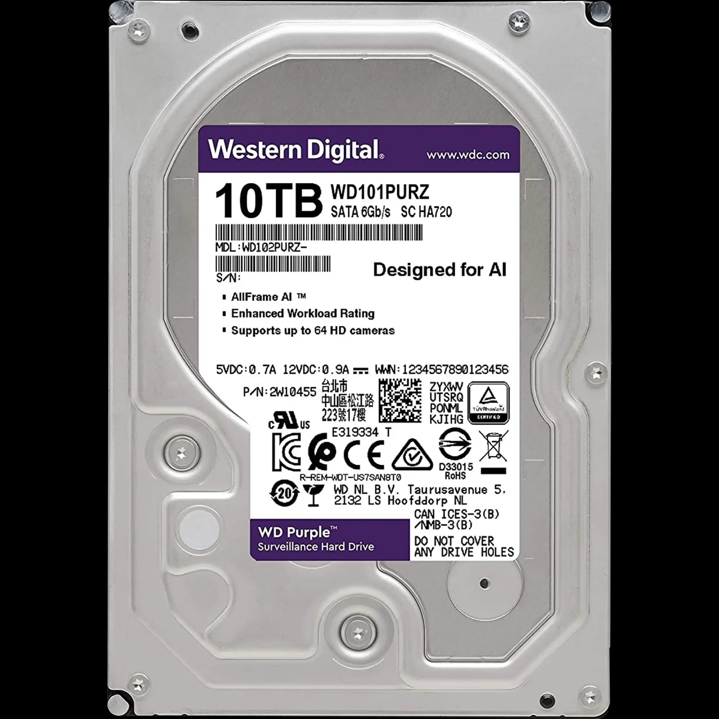 هارد دیسک اینترنال ظرفیت 10TB وسترن دیجیتال بنفش گارانتی اصلی