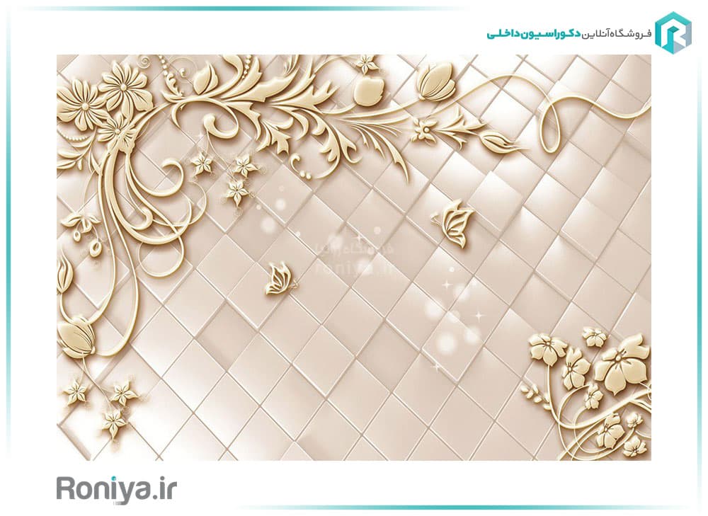 پوستر دیواری سه بعدی طرح شاخه طلایی کد 3DF-234