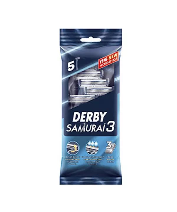 خودتراش سه لبه مدل samurai 3 بسته 5 عددی-دربی