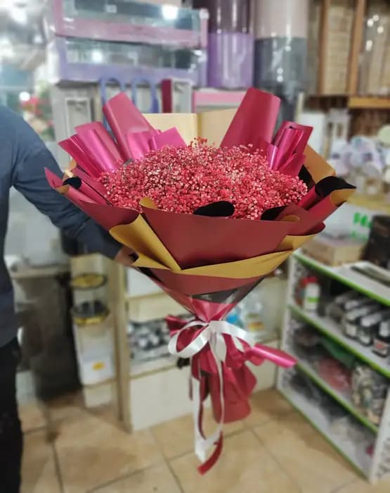 دسته گل عروس قرمز طرح بنیتا