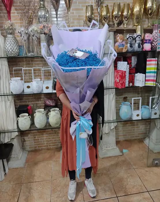 دسته گل عروس آبی طرح فرح