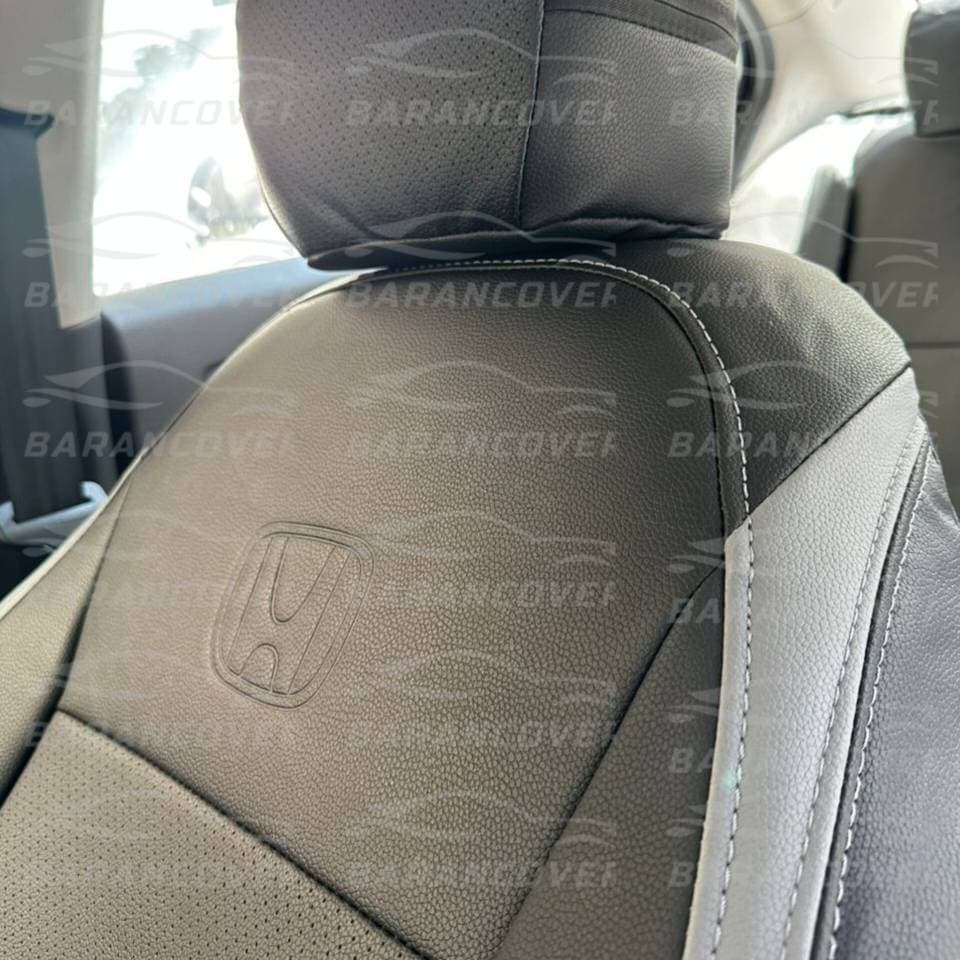 روکش صندلی هوندا سیتی (honda city) چرم رنگ مشکی نوار طوسی — تصویر ۳