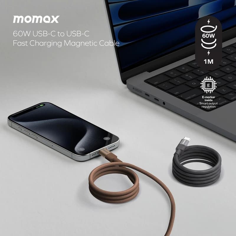 کابل مگنتیک ۱۰۰ وات مومکس | Momax 100W Magnetic USB-C to USB-C Cable 1m DC35 — تصویر ۶