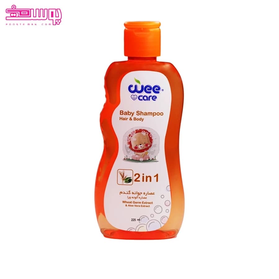 شامپو سر و بدن کودک جوانه گندم 200م نارنجی WeeCare — تصویر ۲