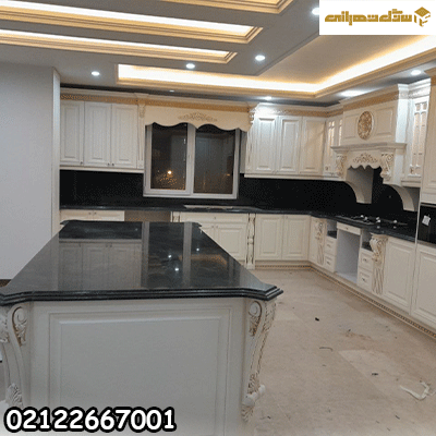 سنگ جزیره آشپزخانه گرانیت مشکی با ابزار کلاسیک