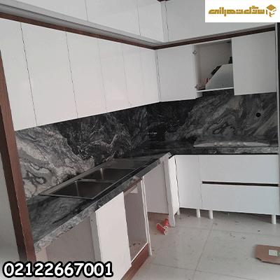سنگ کابینت آشپزخانه کریستال الیگودرز با ابزار مدرن