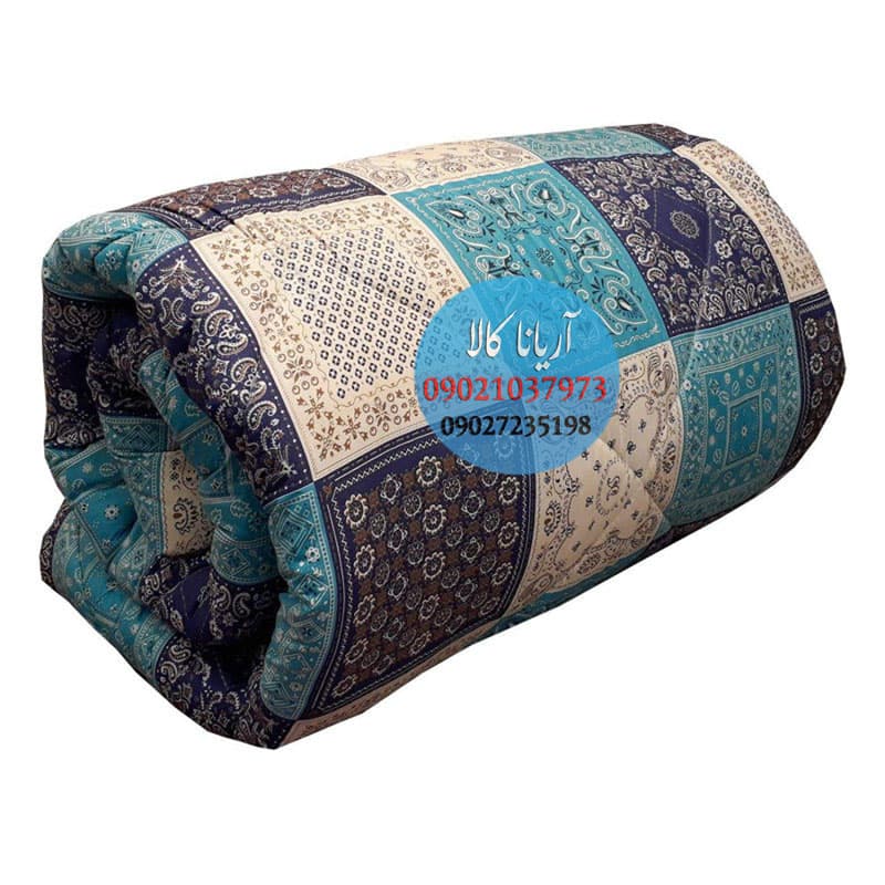 لحاف کرسی آریانا کالا طرح چهل تیکه آبی سایز 400در400 سانتی متر