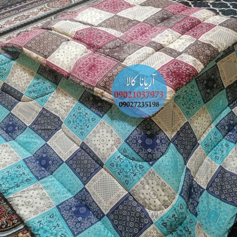 لحاف کرسی آریانا کالا طرح چهل تیکه آبی سایز 400در400 سانتی متر — تصویر ۶