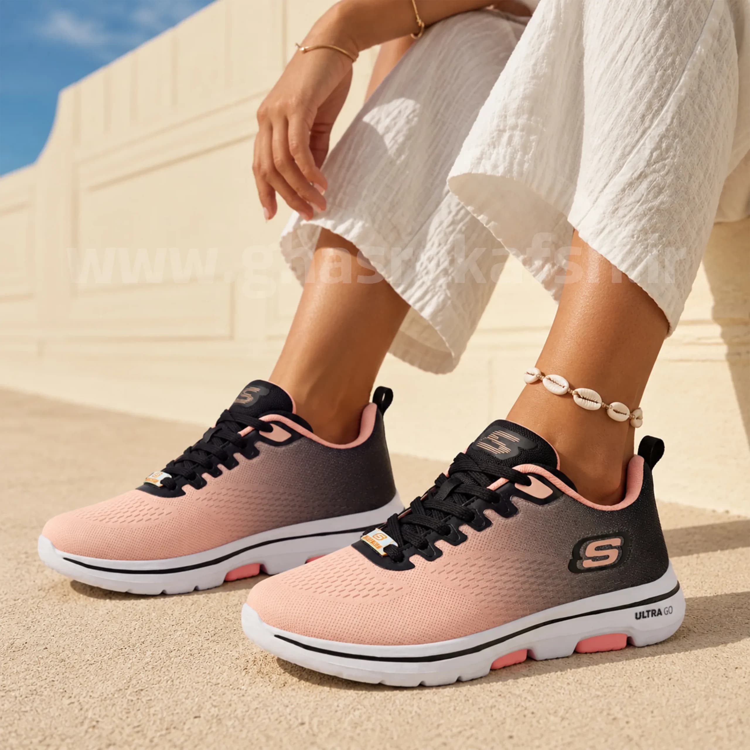 کتونی اسکیچرز Skechers طبی زنانه رنگ گلبهی کد 605