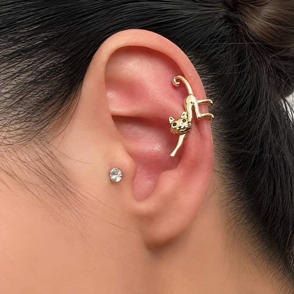 ایرکاف گربه طلایی مینیمال | Ear Cuff Cat Gold