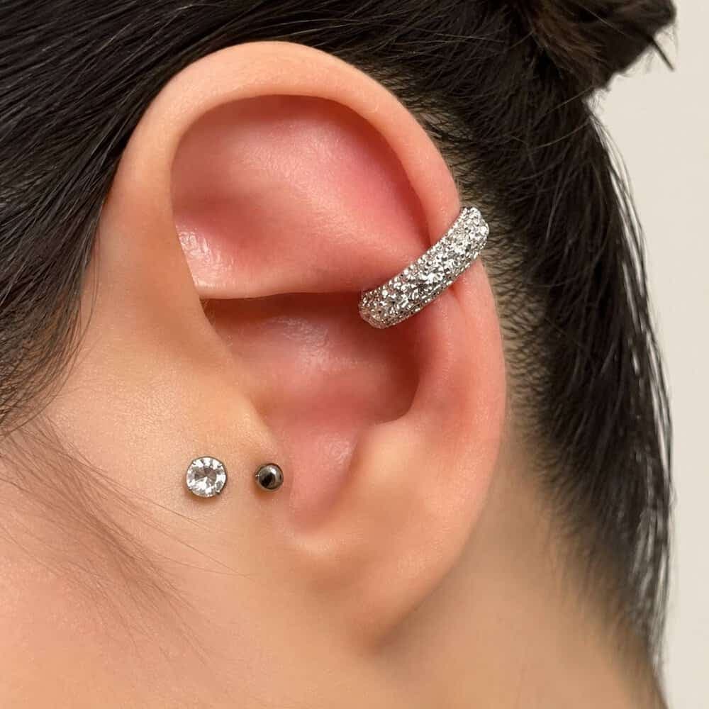 ایرکاف نگین‌دار نقره‌ای مدل Pave Shine