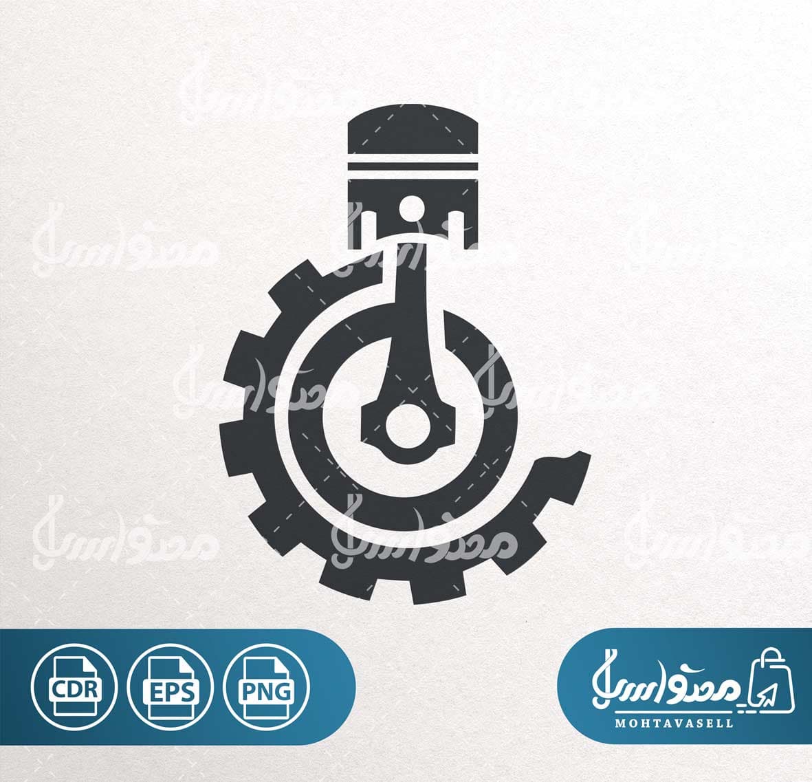 طرح وکتور پیستون خودرو و چرخ دنده