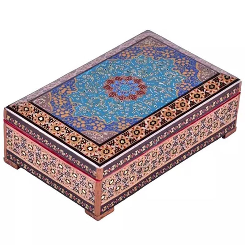 جعبه خاتم کاری مدل تذهیب خاتم استخونی — تصویر ۳