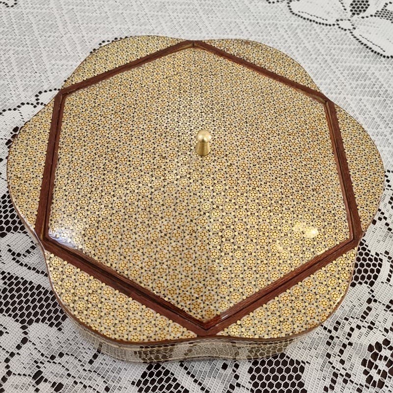 شکلات خوری خاتم کاری مدل گلی شیشی — تصویر ۵