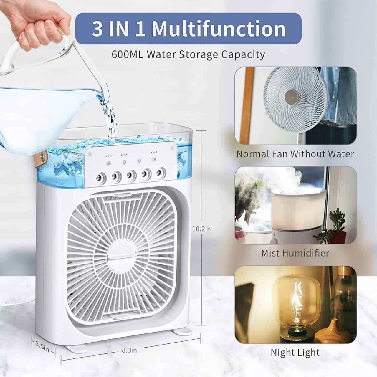 مینی پنکه مه پاش برند رنگ سفید مدل mini cooling fan — تصویر ۳