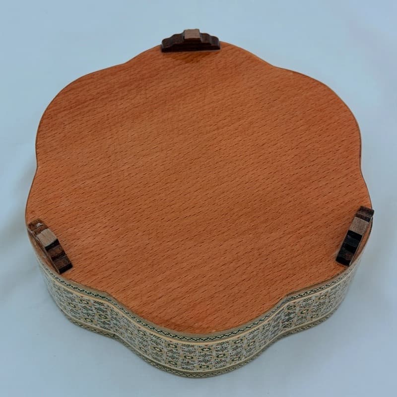 شکلات خوری خاتم کاری چوبی طرح گلی پره وارو قطر ۱۹ — تصویر ۵