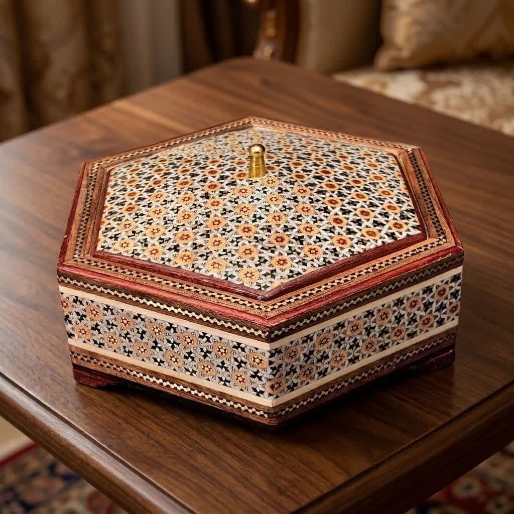 شکلات خوری خاتم کاری شش گوش بزرگ