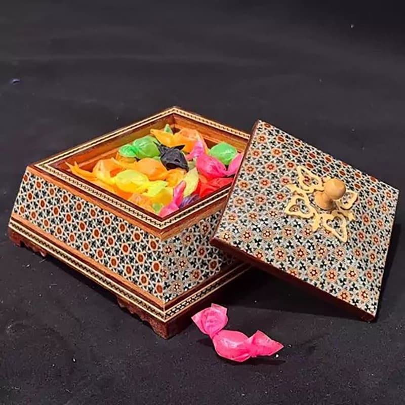 شکلات خوری (جاشکلاتی) خاتم کاری هرمی متوسط — تصویر ۴