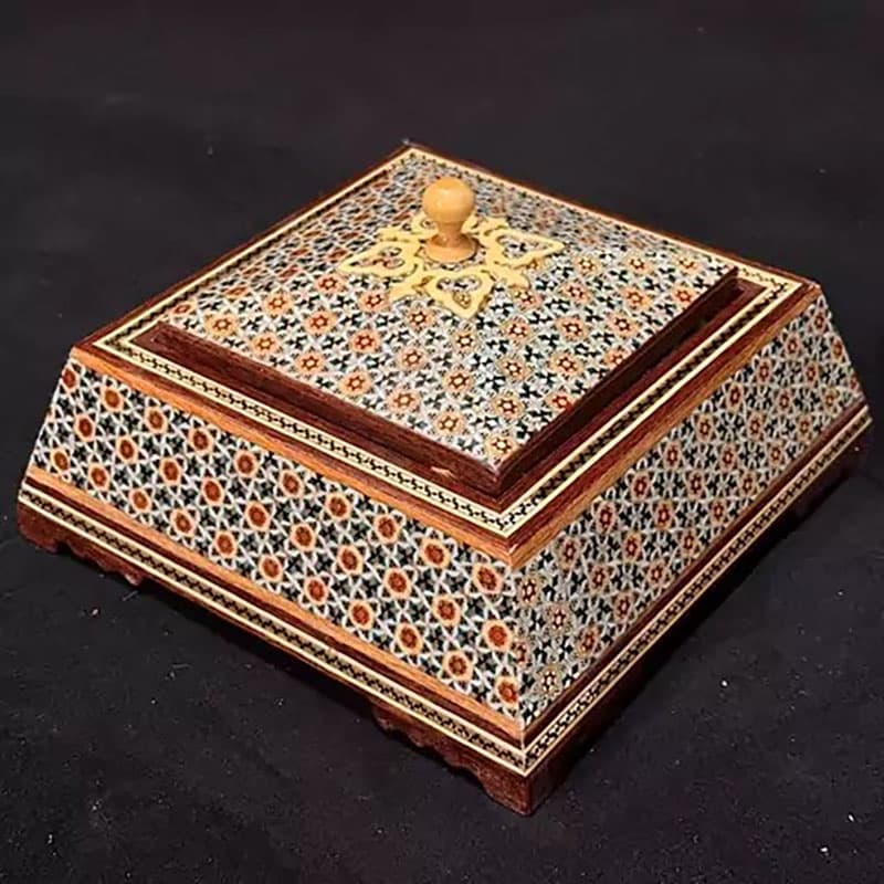 شکلات خوری (جاشکلاتی) خاتم کاری هرمی متوسط — تصویر ۲
