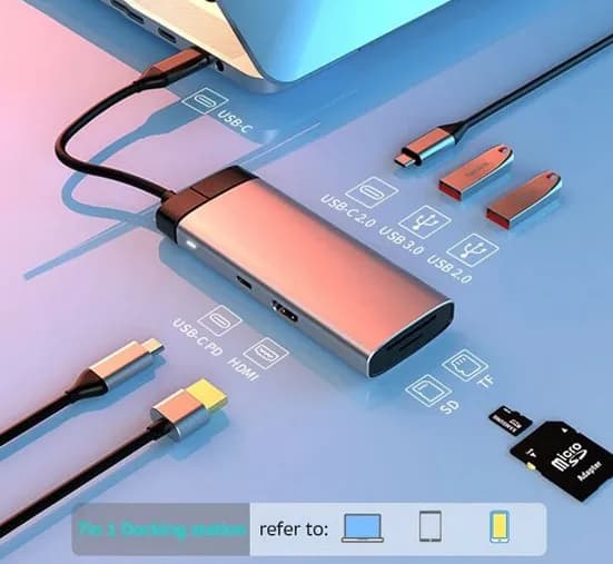 هاب 6 پورت تایپ سی کوتسی Coteci 6in1 USB-C HUB Multiport Adapter 16007 — تصویر ۳