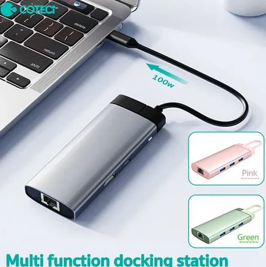 هاب 6 پورت تایپ سی کوتسی Coteci 6in1 USB-C HUB Multiport Adapter 16007