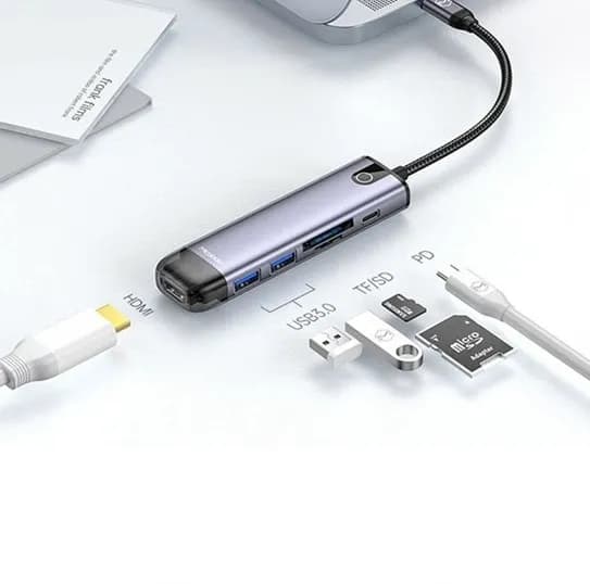 هاب شارژر تایپ سی 6 پورت مک دودو Mcdodo HU-7740 6 in 1 USB-C HUB — تصویر ۲