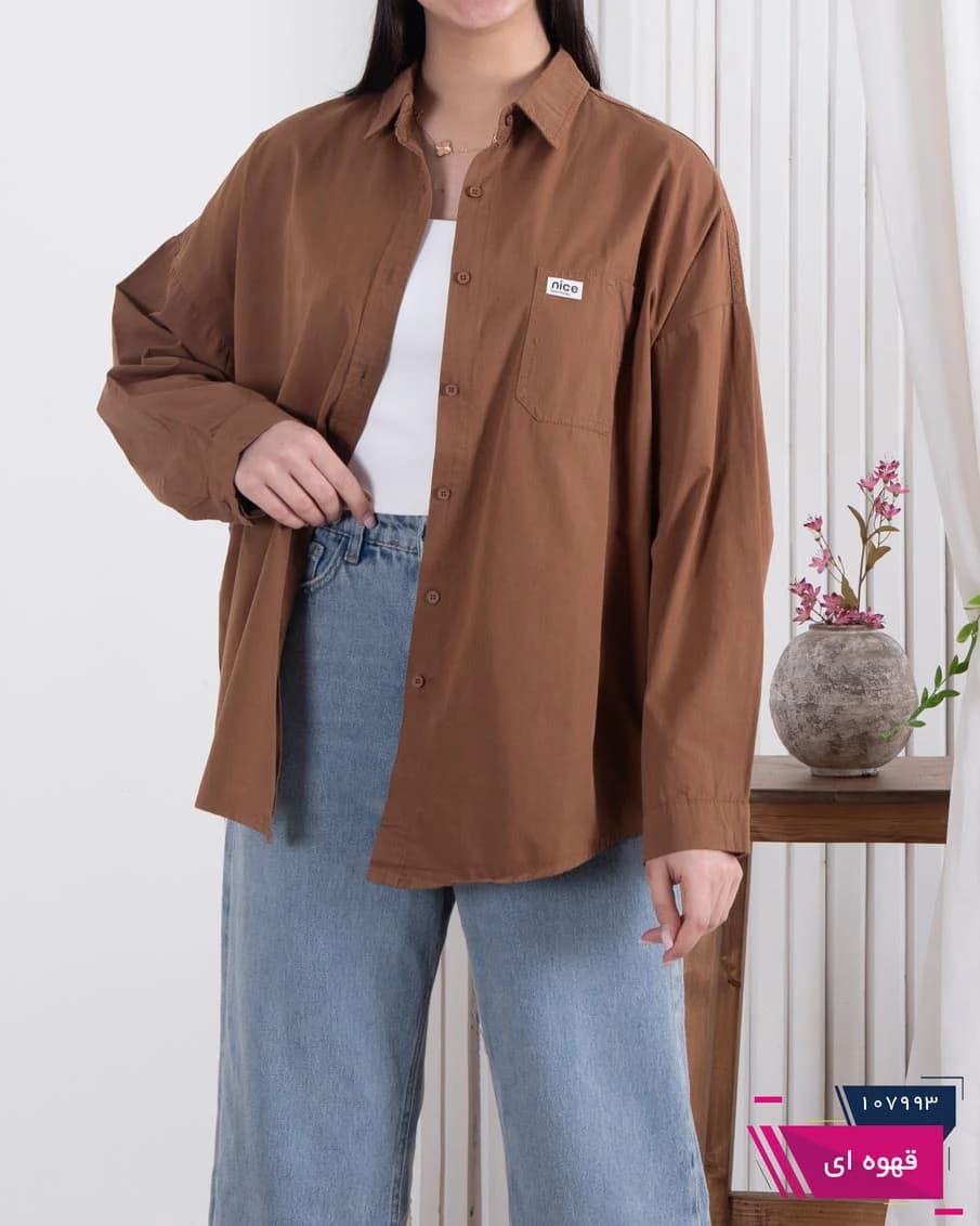 شومیز کتان وارداتی جیب دکمه XBD/NICE — تصویر ۳