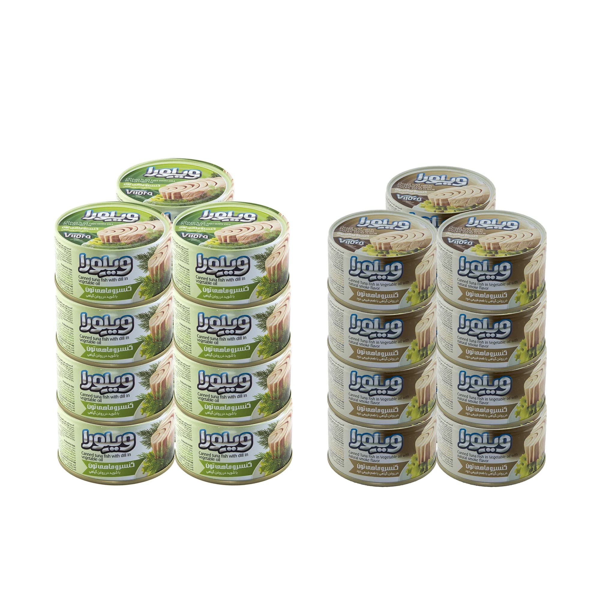 کنسرو ماهی تن ویلورا در 2 طعم دودی و شوید – 180 گرم بسته 24 عددی