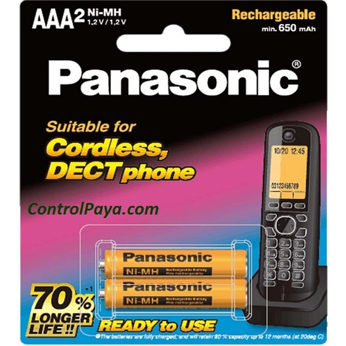 باتری شارژری نیم قلم پاناسونیک 650 mah