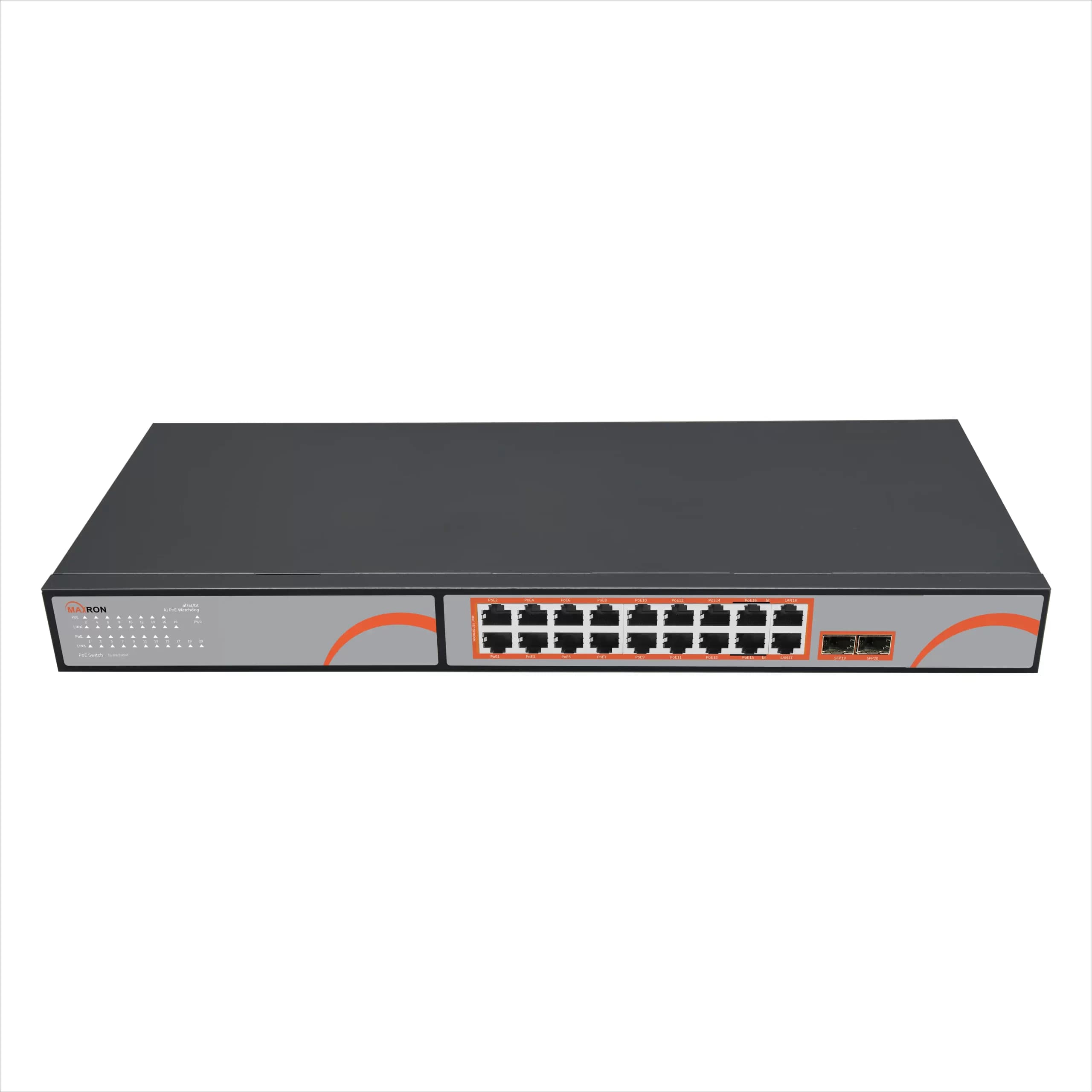 سوئیچ 16 پورت PoE مکسرون مدل MSW-3216GPH-2GL-250I