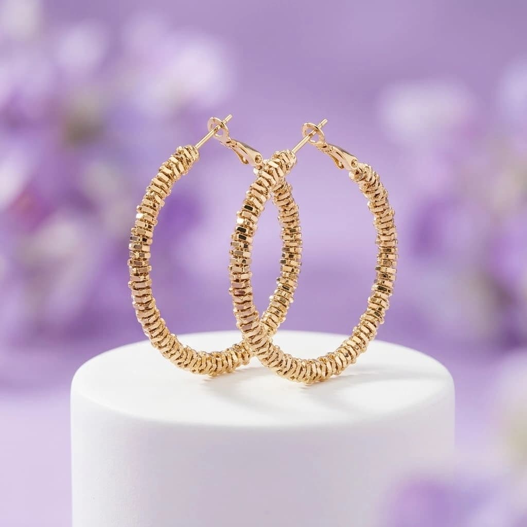 گوشواره ژوپینگ حلقه‌ ای خاویاری قطر ۴ سانت