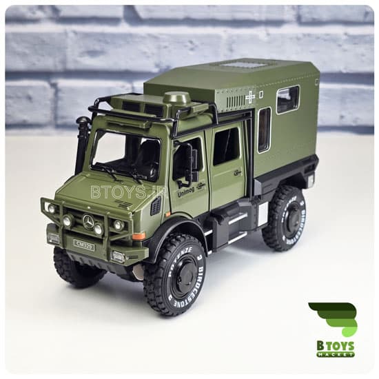 ماکت کامیون کمپر مرسدس بنز یونیماگ سبز(MERCEDES BENZ unimog camping)
