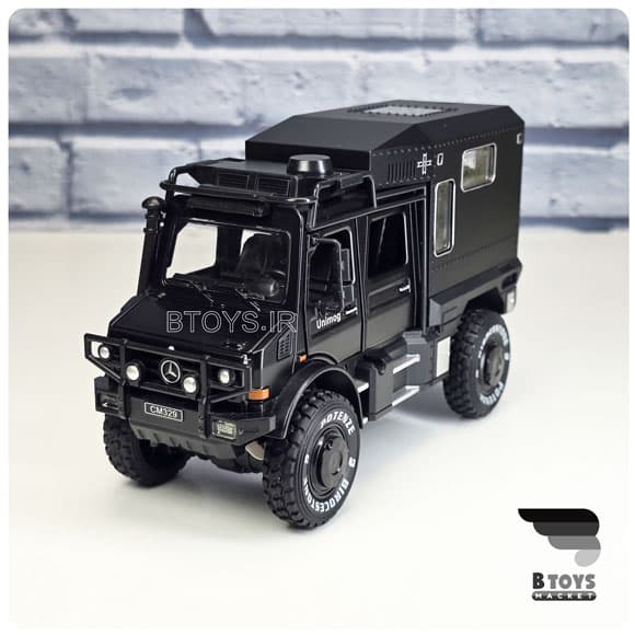 ماکت کامیون کمپر مرسدس بنز یونیماگ مشکی(MERCEDES BENZ unimog camping)
