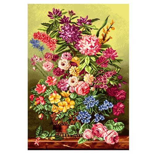 نخ و نقشه تابلو فرش گل و گلدان کد 25266