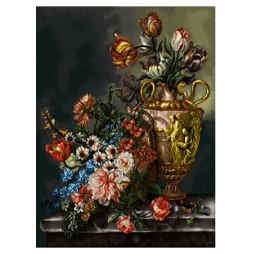 نخ و نقشه تابلو فرش گل و گلدان کد 25263