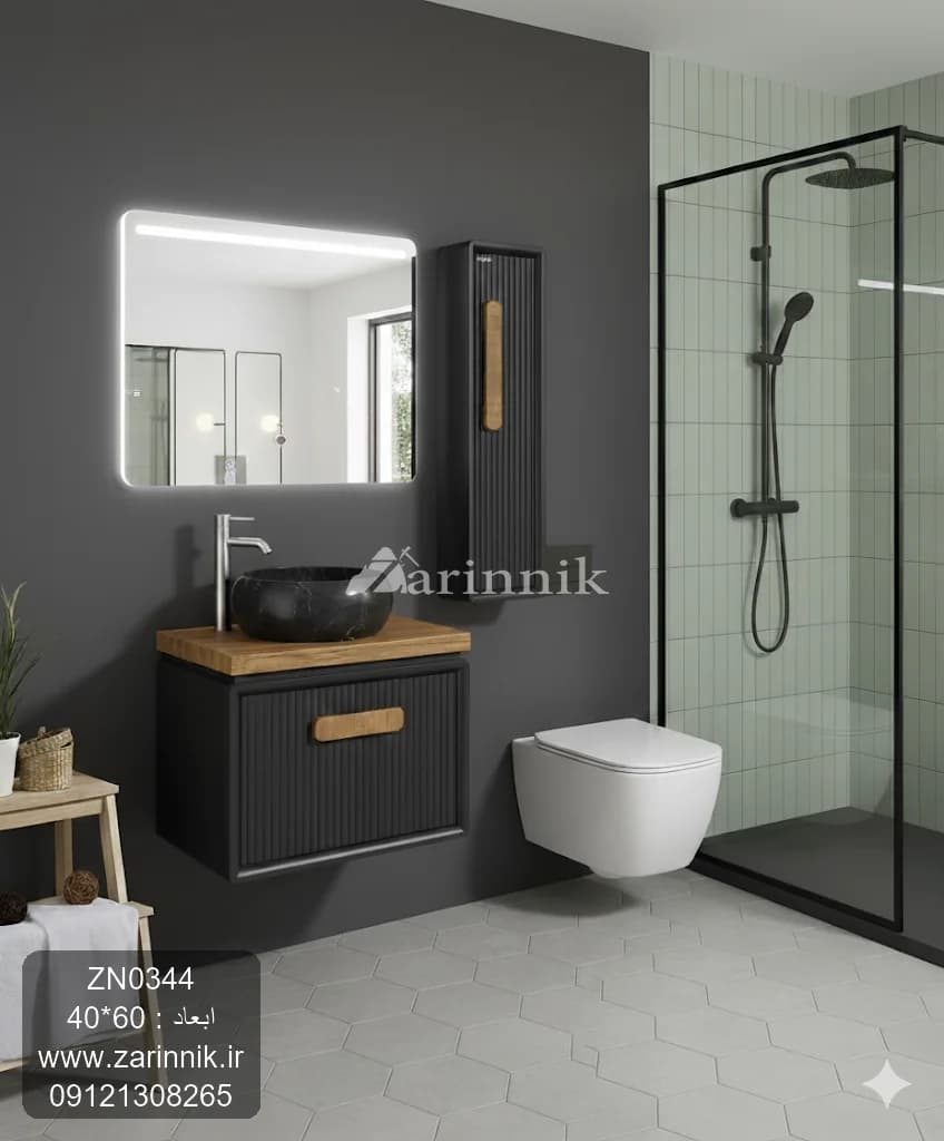 روشویی سرامیکی مدرن مشکی زرین نیک کد ZN0344