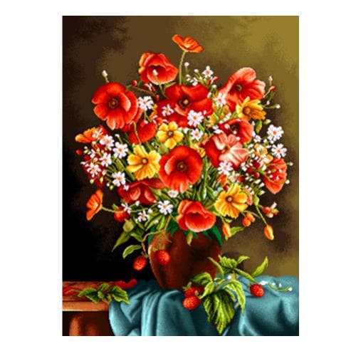 نخ و نقشه تابلو فرش گل و گلدان کد 25240 — تصویر ۲
