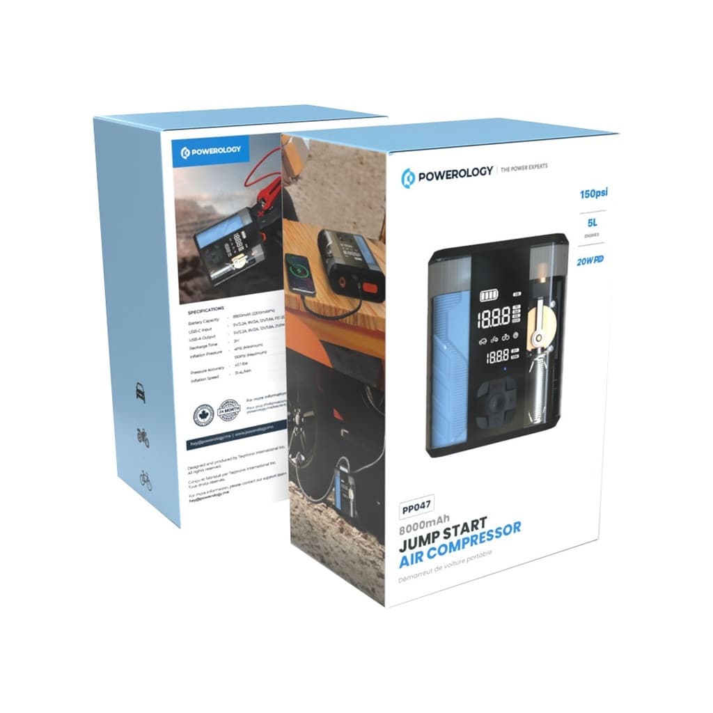 جامپ استارتر و کمپرسور باد پاورولوژی Powerology 8800mAh Jump Start Air Compressor PPBCHA47 — تصویر ۵