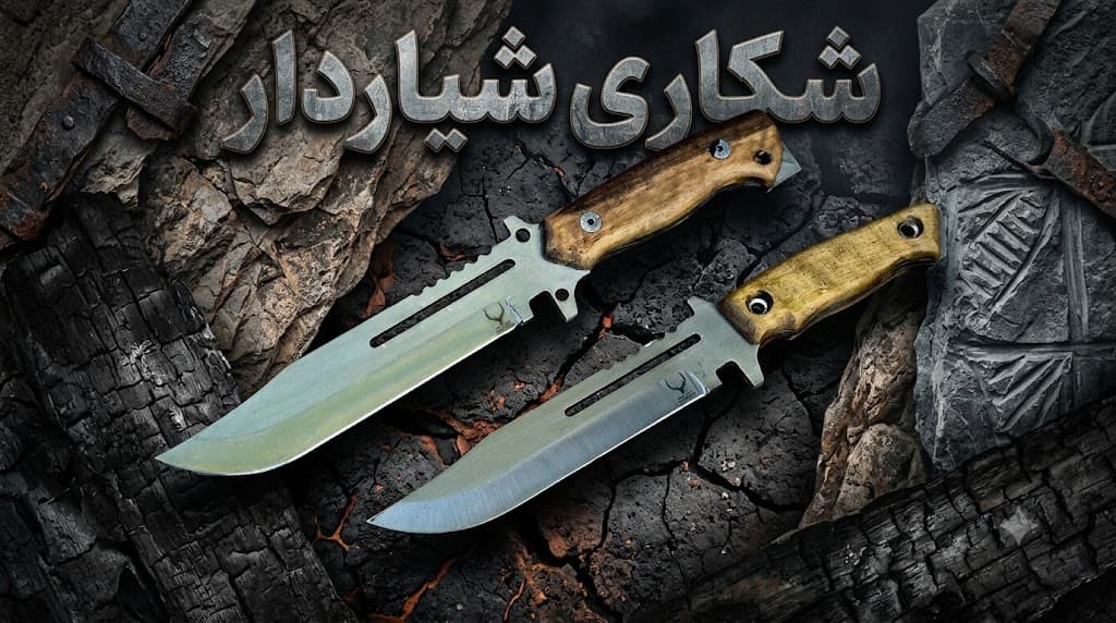چاقوی شکاری شیاردار با تیغه فولادی و کیفیت ساخت عالی