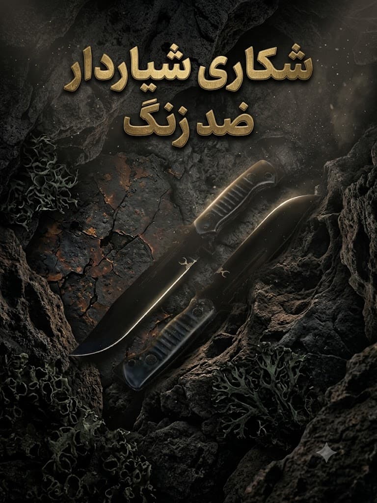 چاقوی شکاری شیاردار با تیغه استیل ضدزنگ و کیفیت ساخت بالا