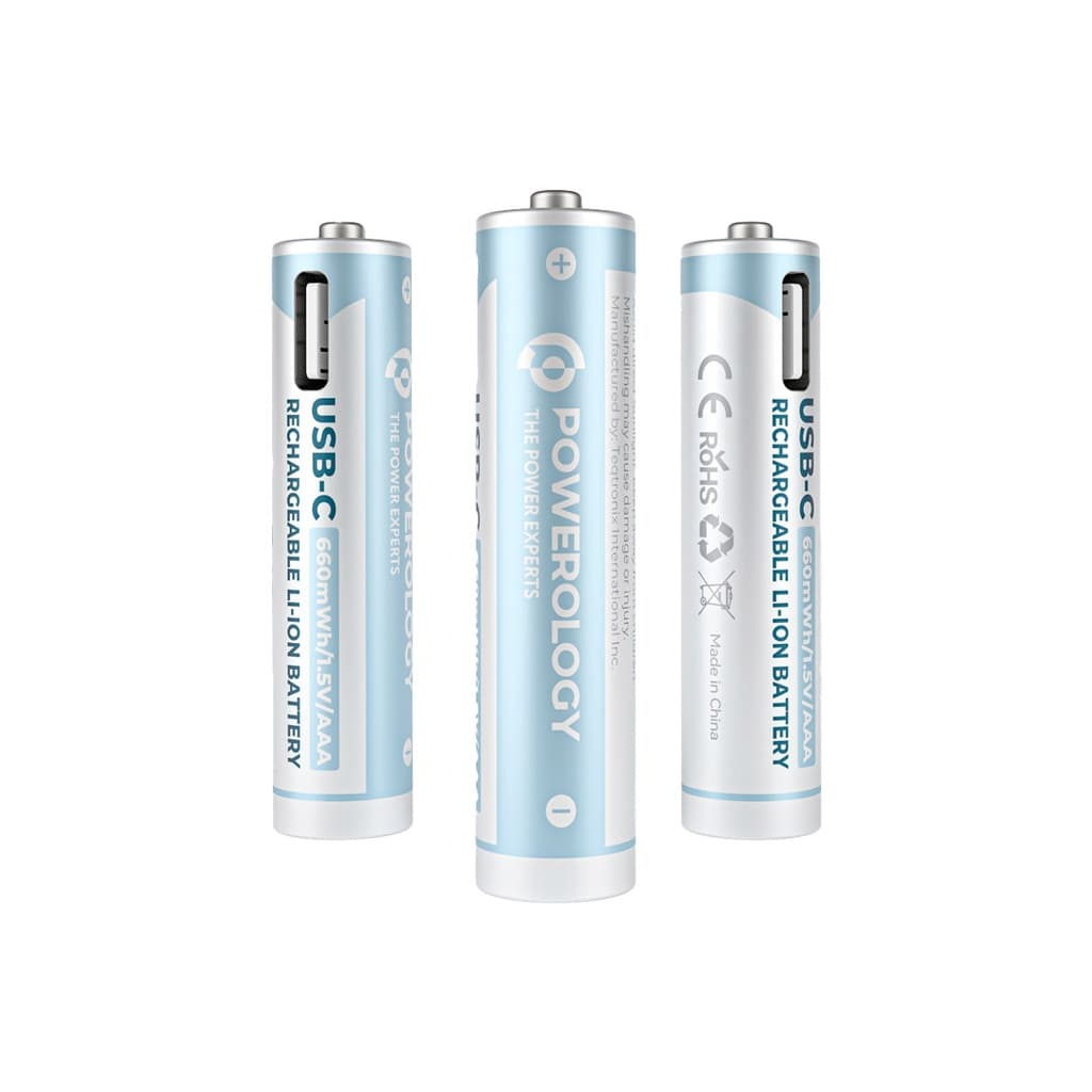 پک 4 تایی باتری نیم قلمی شارژی پاورولوژی Powerology AAA Rechargeable Battery PAAAV2RBT