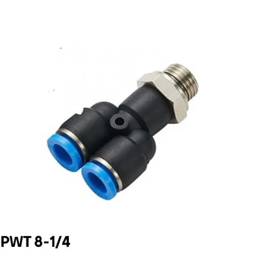 اتصالات پنوماتیکی کانکتور لوله پلاستیکی Splitter 3 طرفه سایز 8-1/4 — تصویر ۲