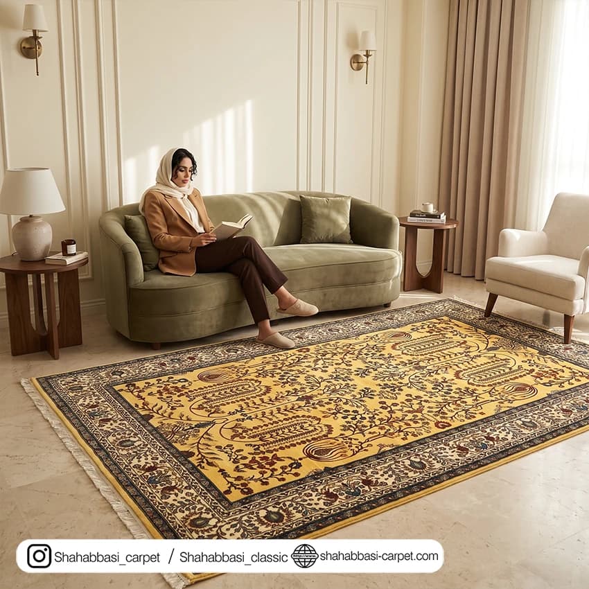 فرش سنتی کد 800108 طلایی