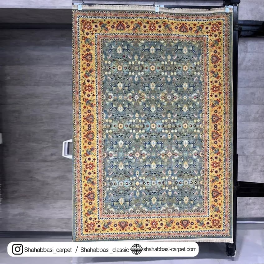 فرش سنتی کد 800120 سبزآبی — تصویر ۳