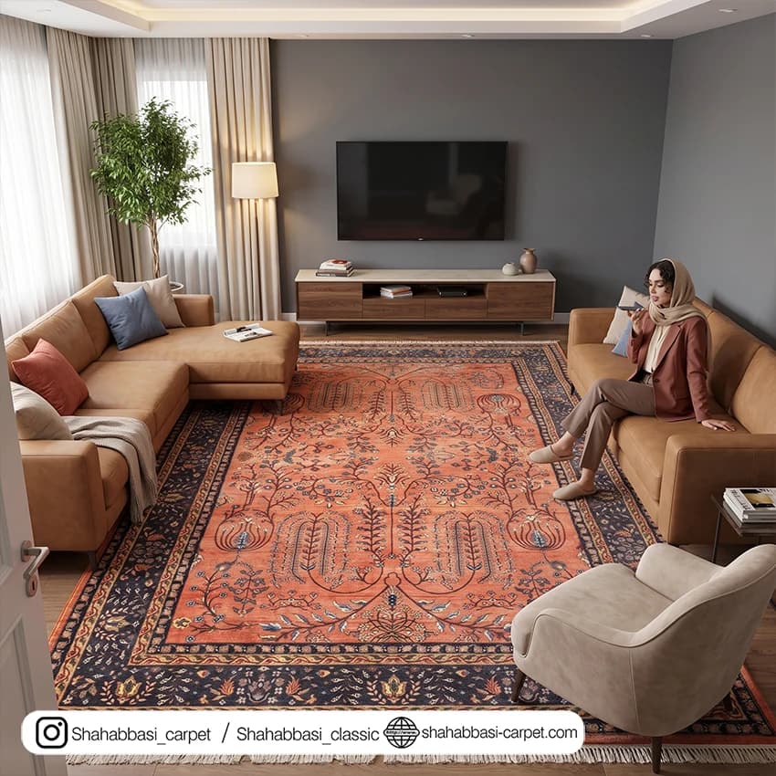 فرش سنتی کد 800108 آجری — تصویر ۲