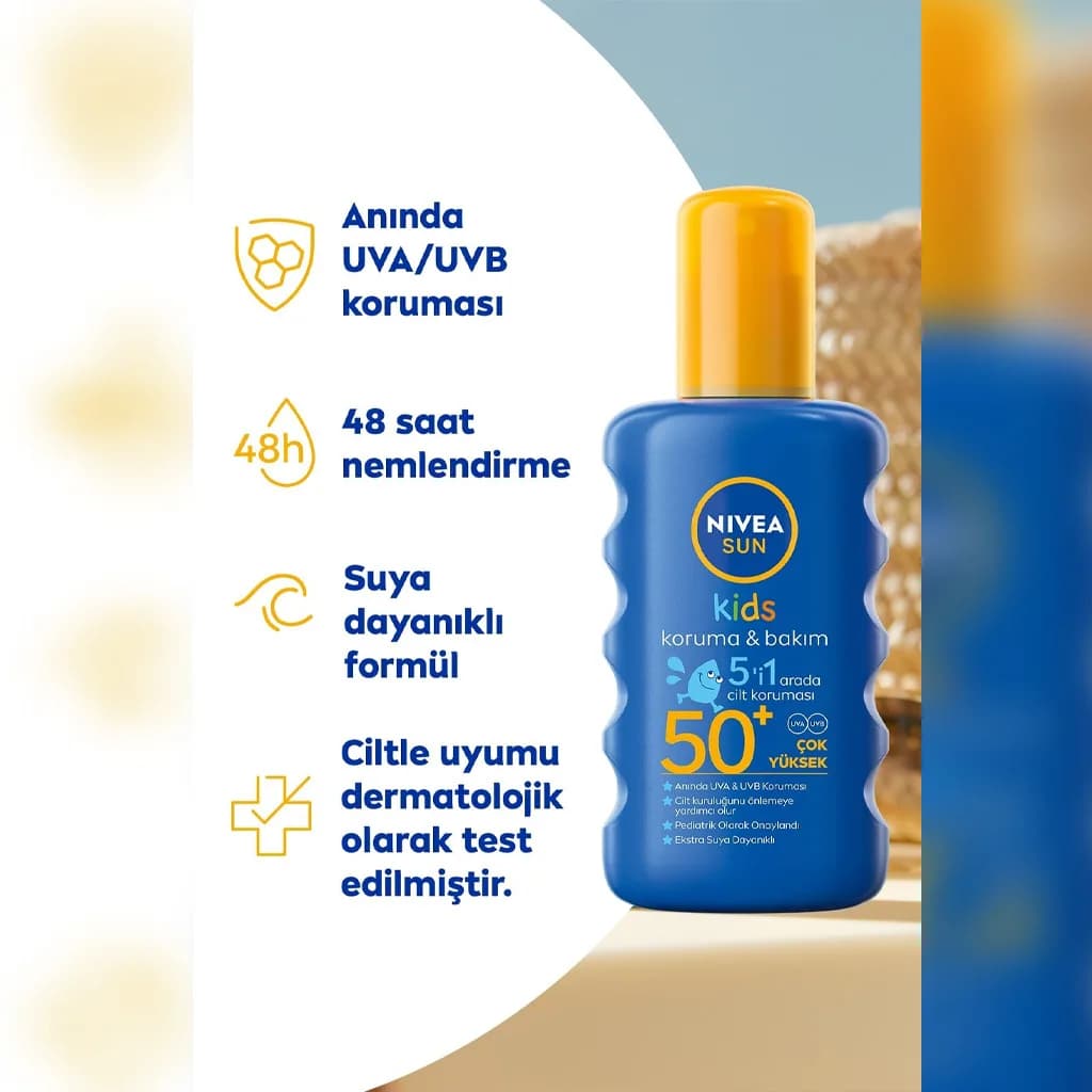 اسپری ضد آفتاب و مرطوب کننده نیوآ +SPF50 بی رنگ مناسب انواع پوست 200 میل — تصویر ۲