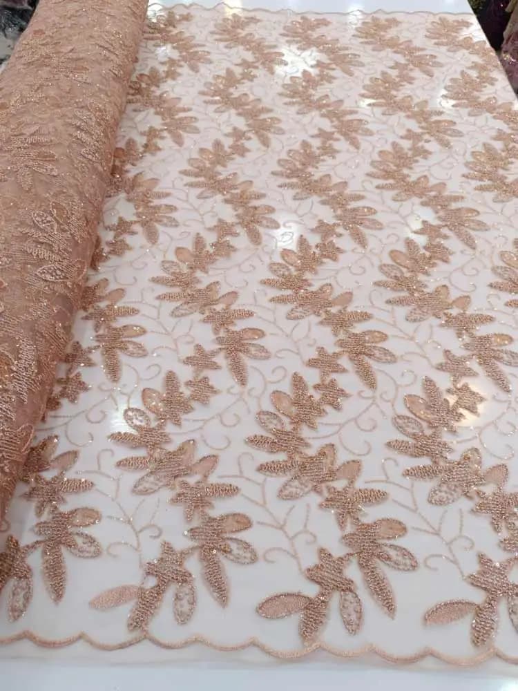 پارچه توری قیطاندوزی طوسی