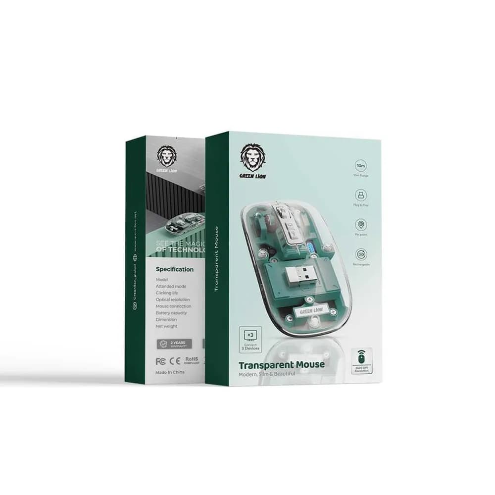 موس بی سیم گرین لاین TRANSPARENT MOUSE GREEN LION — تصویر ۷